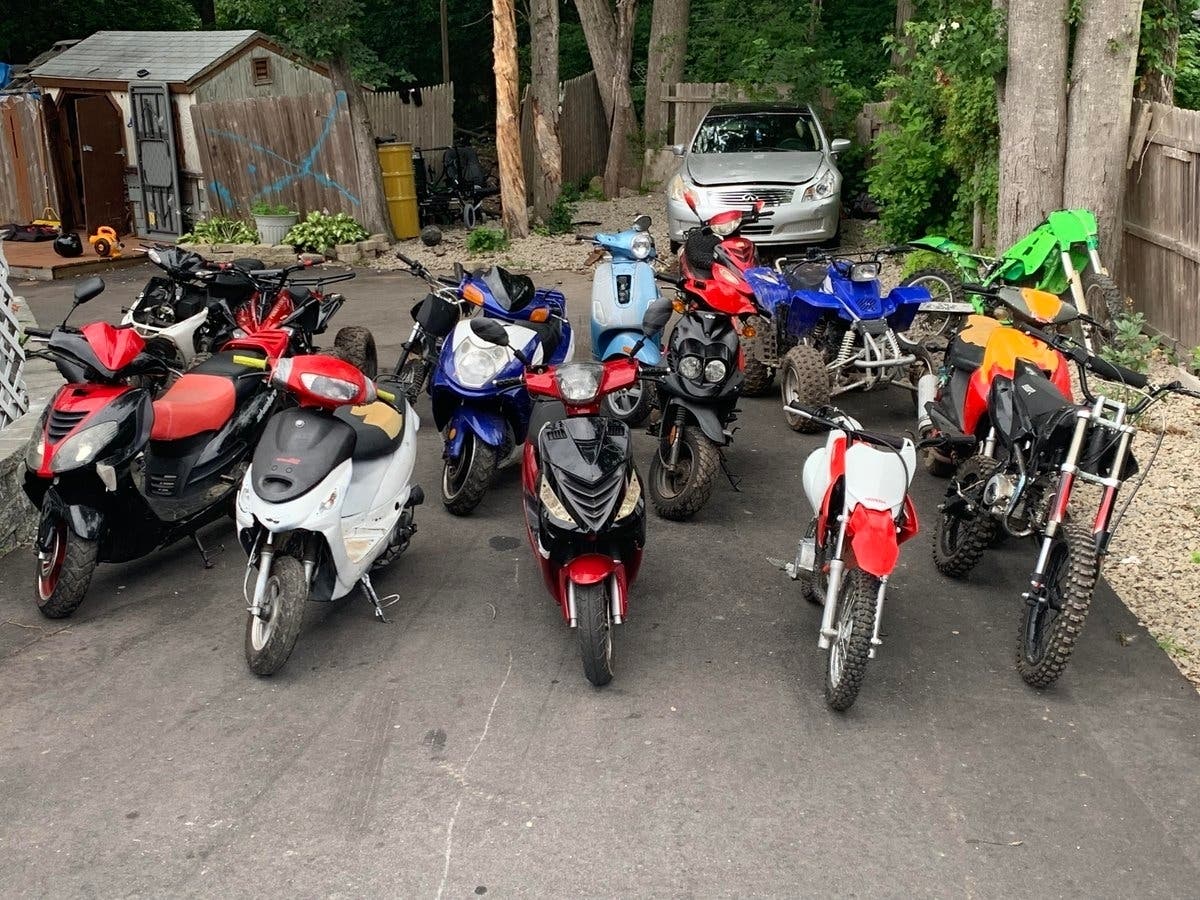 Goncalves Rodrigues, 19, and his 17-year-old brother were arrested after stealing 26 motorbikes, police said.