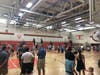 The crowd went on a tour through the auditorium, library, gymnasium, cafeteria, and several classrooms. 