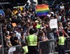 Thousands of protesters chanted and drowned out the rally that followed the rally for Boston Straight Pride parade. The rally was inaudible from the counter protest side. 