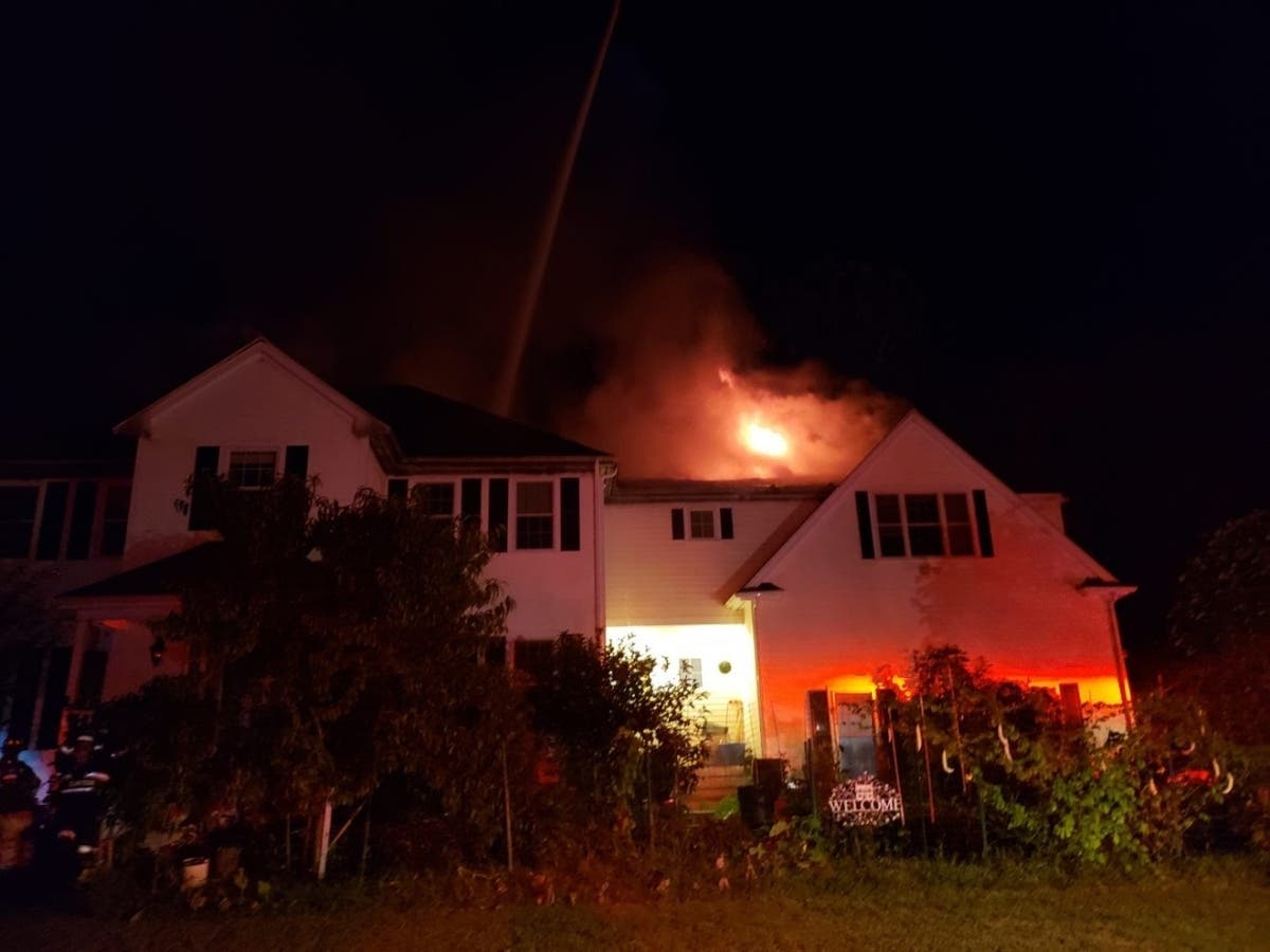 A Canton family was displaced after an overnight fire burned down their Boathouse Road home Wednesday.