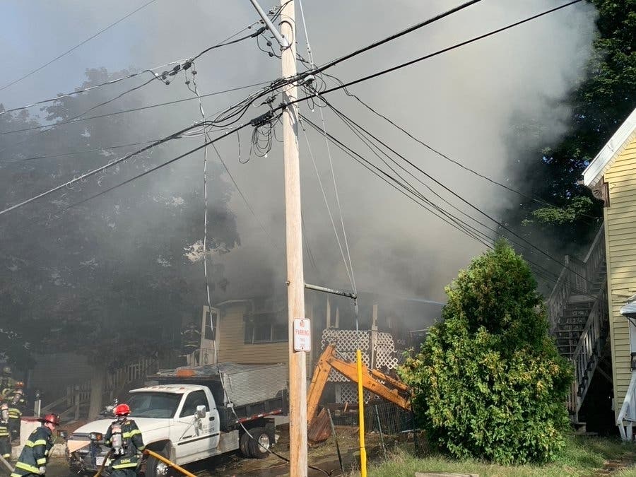 A fire broke out around 9 a.m. Monday at a Brockton home on Sylvester Street.