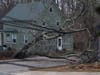 A tree fell across powerlines outside a house on Malbone Road in Newport