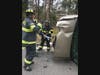 Extrication tools were used to access the vehicle's battery to secure the power after a crash on Woods Hole Road.