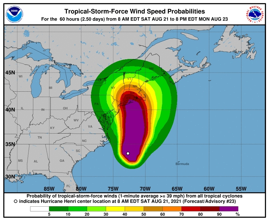 The National Weather Service has issued a hurricane warning for an area stretching from Little Compton, RI, to New Haven, Conn. Cape Cod, southern Bristol County in Massachusetts.
