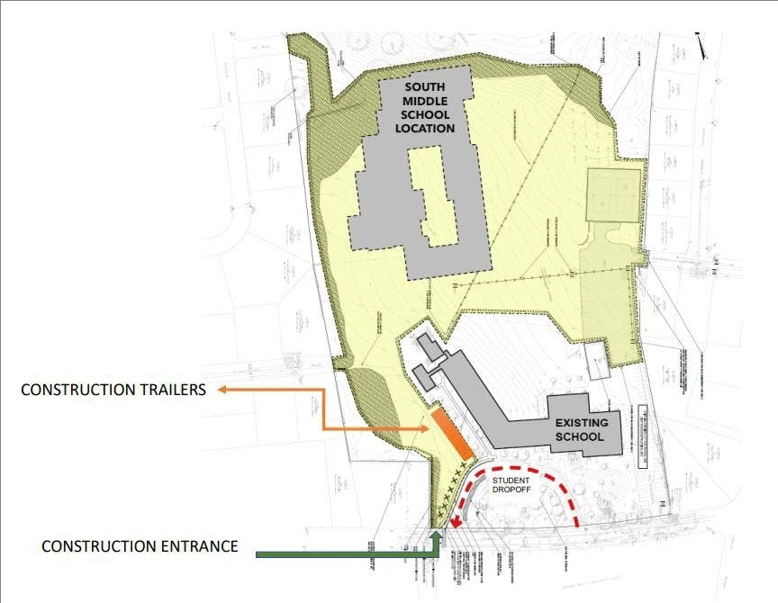 Blasting and rock removal at the construction site of the new South Middle School is scheduled for Feb. 9 to March 8.