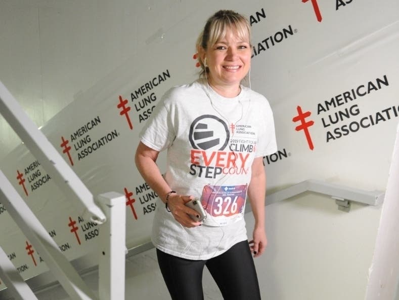 Cheryl (Jenkins) Peterson at the 2019 Fight For Air Climb