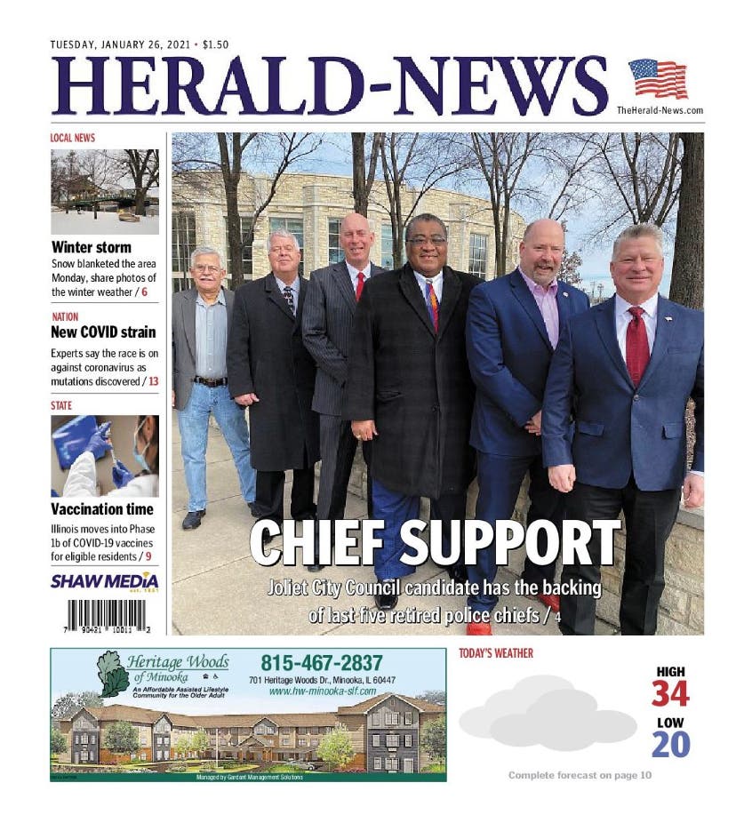 Herald-News featured top cops endorsement of Warren Dorris.