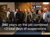 The eight police officers in this photo have 240 years combined experience with 13 total days of suspension.