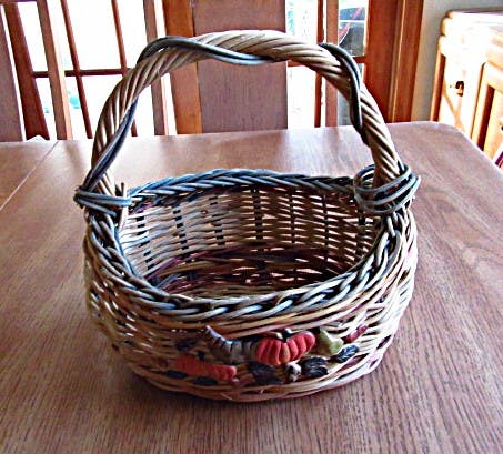 vintage basket with pumpkin design