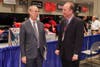 GNYADA President Mark Schienberg and New York DMV Commissioner Mark Schroeder converse at the NATC finals