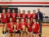 7th Grade Team: Top:  Maya Surdel, Brooklyn Parr, Michelle Rozanski, Katy Zumerchik, Dorian Urquizo, Maggie Purtill, Sofia Wilson, Coach Scott Adams. Bottom:  Makaleigh Terry, Ava Mackey, Molly Hackett, Teagan Jeffers, Sarah Cairo
