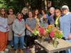 Garden Club of Woodbridge members and some of the 17 floral arrangements made for the Living Treasures event.