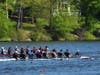 Simsbury boys second boat in the final stretch next to Farmington