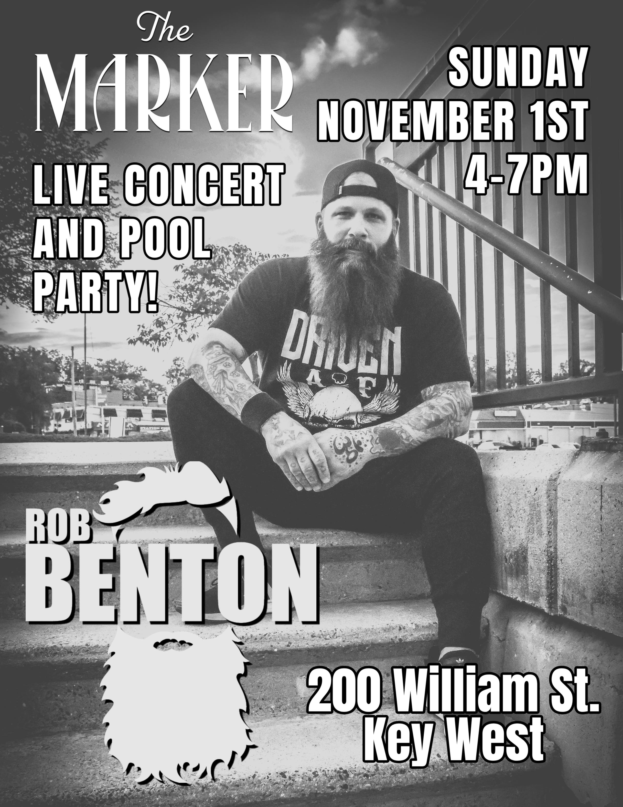 Rob Benton Concert and Pool Party at The Marker Key West Harbor Resort on November 1