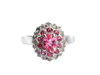 Camellia Ring by Cecile Raley Designs. Mahenge and Burmese spinels, and diamonds, set in 14K white gold.