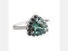 Isabella Ring by Cecile Raley Designs. Featuring Namibian Tourmaline and color change garnets from Tanzania, set in 14K. white gold