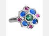 Lily Ring by Cecile Raley Designs. Featuring Paraiba tourmaline, hauyne and pink sapphire, set in 14K white gold.