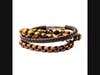 Men's Stackable Bracelets: Consists of single dark brown braided leather bracelet with Stainless Steel clasp, 6mm 8 ½-inch-long; Stainless Steel Rose Gold Plated Round Box Chain Bracelet 8 ½-inch-long; Stainless Steel, Tiger E