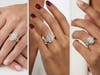 Left to Right: Marquise Diamond Ring, 14k 7.00ct, Emerald Cut Diamond Ring, 14k 4.50ct, Oval Diamond Ring, 14k 2.50ct
