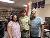 Ekta Parekh, Nihal Parekh, and Amit Parekh at Old Brick Reformed Church in Marlboro during Nihal's BSA Board of Review. 