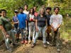 Sunay’s Eagle Project with scout volunteers and the project beneficiary. From left to right: Prasoon Kharabe, Oliver Frankel, OmKeshav Iyer, Brian Hasko, Jake Croft, Nirvik Patel, Janet Jackel (beneficiary-President of Friends of Holmdel Open Space) 