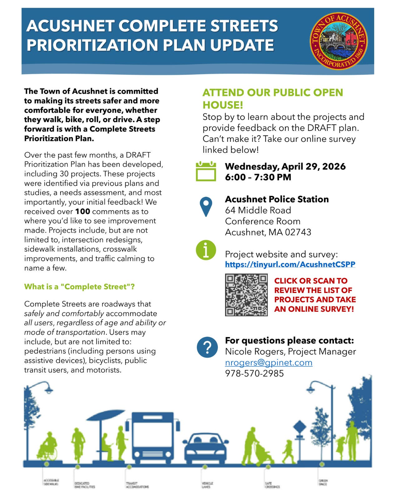 Acushnet Complete Streets Prioritization Plan Update Public Open House