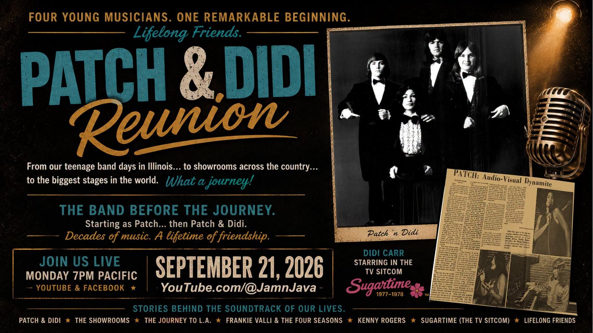 Patch & Didi, 1970s Era Illinois Band, Reunites on Tonight's Jam' n Java Online to Reminisce