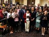 Southland CEO Dr. Blondean Y. Davis and award-winning journalist John W. Fountain gather post-luncheon to congratulate Southland College Prep Golden Apple winners.

