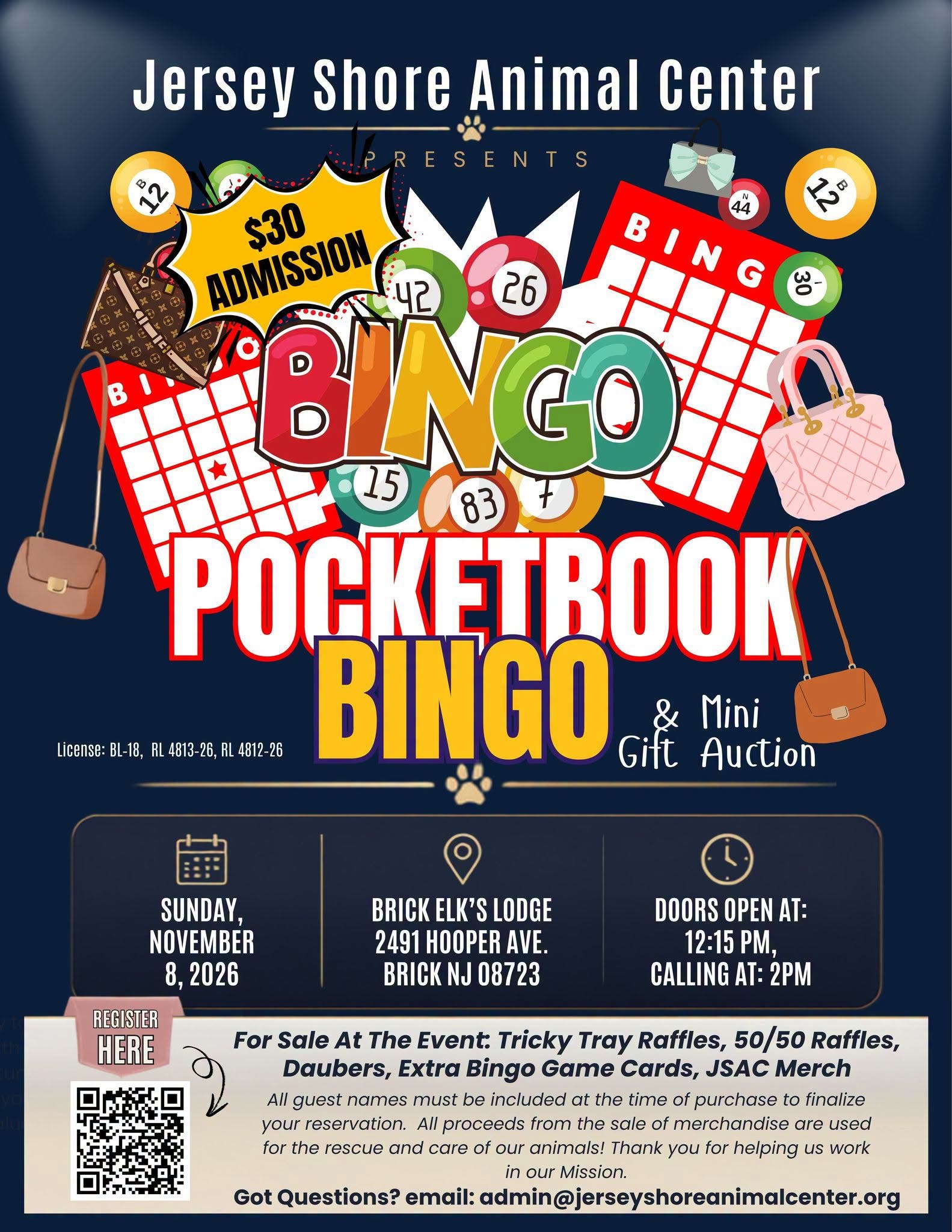Jersey Shore Animal Center Pocketbook Bingo