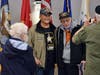 Jim Wilkins (right) poses with Leo High School graduate Jim Carollo, class of 1967, who spearheaded the Inaugural Leo Brick Program Fundraiser unveiled yesterday for the veterans attending Leo's Veterans Day ceremony.