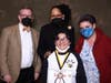 Carmen Merino sports her championship medal last week joined by her mother Sandra Rivera, Dr. Blondean Y. Davis, District 162 Superintendent, and Spelling Bee pronouncer Dr. Robert Sloan.  