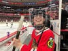 From the best seat in the house, Blackhawk honorary captain Peter Whelan shows his appreciation to the Blackhawks organization, The Wirtz Family and Special Olympics Illinois for a day the young man will never forget. 