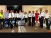 CERT President Mike Vincelli (left), Fire Chief Michael Kronick (2nd from left), Police Chief Foti Koskinas (3rd from left) and First Selectwoman Jennifer Tooker (3rd from right) welcome new members