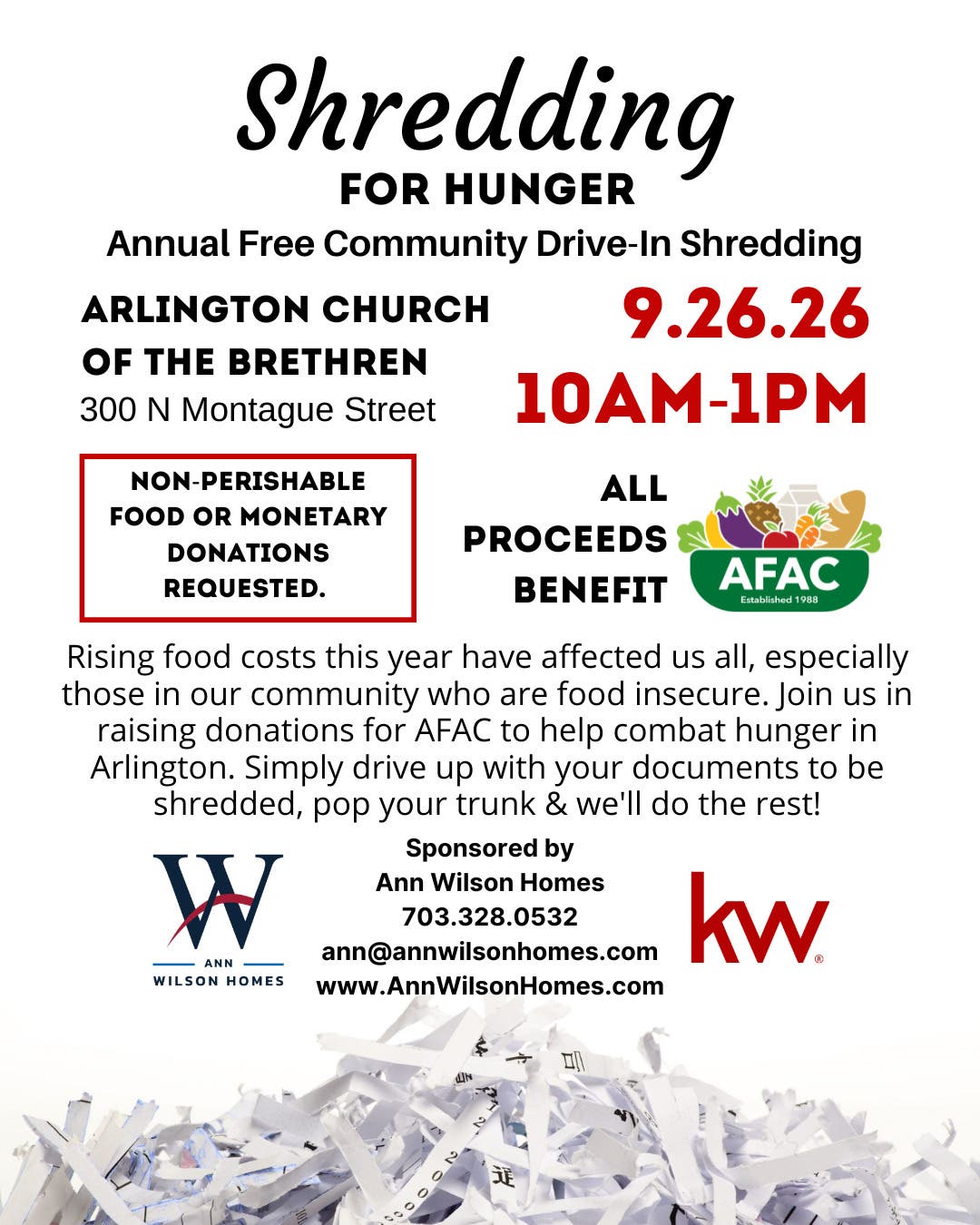 Shredding For Hunger | Free Community Drive-In Shredding Event