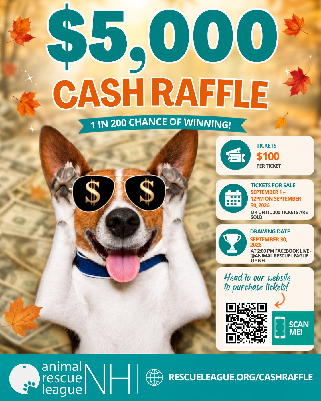 $5,000 Cash Raffle is now LIVE through Sept. 30th! One Winner! Only 200 tickets will be sold!