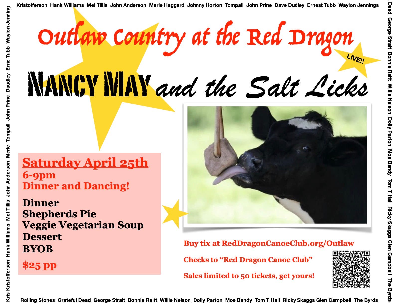Country Music Concert & Dinner at the Red Dragon Canoe Club