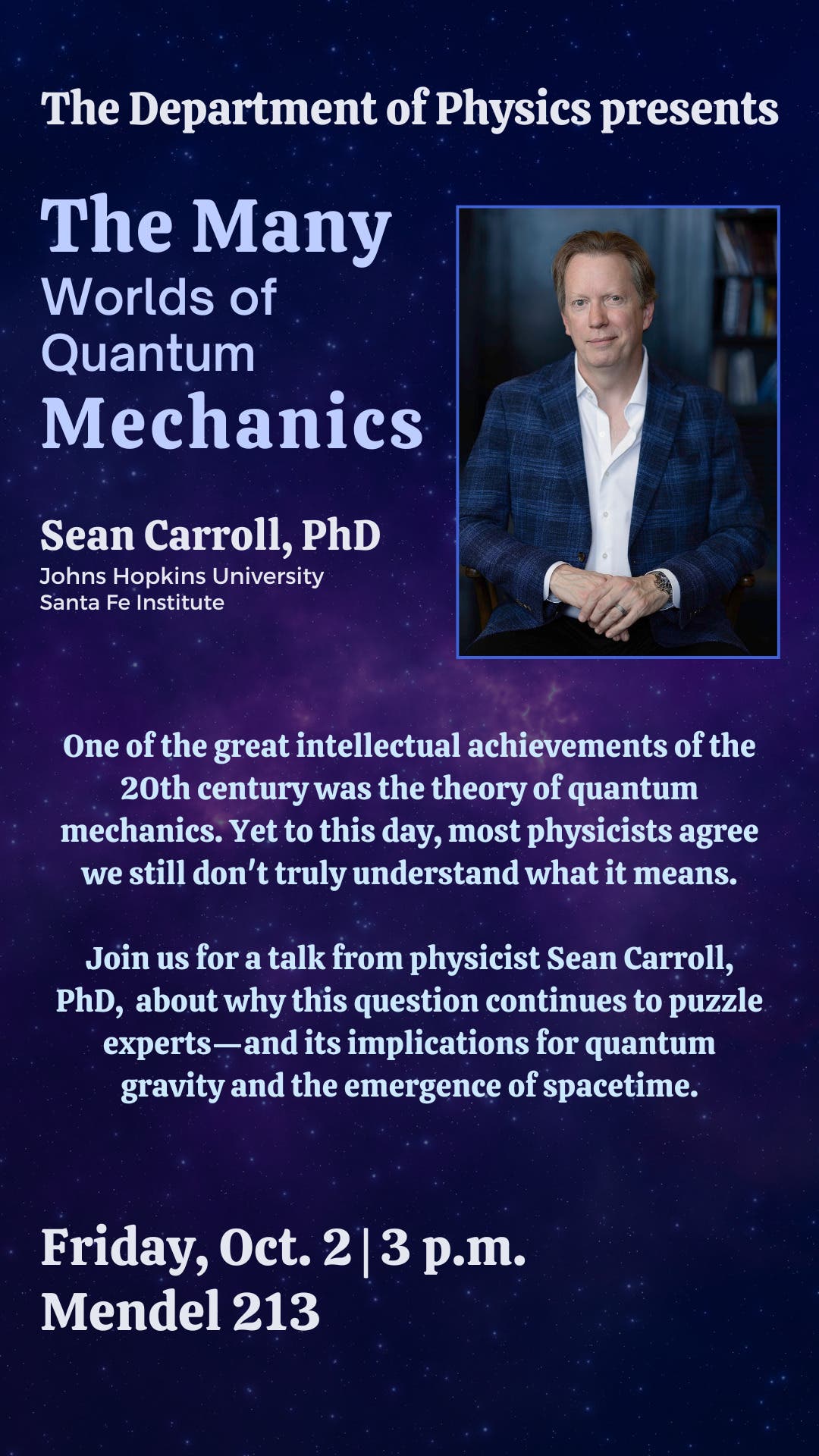 Villanova University's Department of Physics Presents: The Many Worlds of Quantum Mechanics