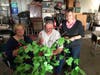 Rhea McLaughlin, Elvin Walt and Patty Voss work on the San Gorgonio Pass Historical Society's Cherry Festival float.