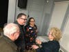 Historian Bob Kent and historical society members Daren and Ana Maria Fultz discuss history with Mary Lamb Flake.