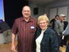 Historical society member John McLaughlin and Mary Lamb Flake. 