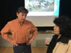 Beaumont City Manager Todd Parton speaks with historical society member Grace Granados about Beaumont's south side.