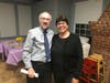 Old college friends Blair Ball and Leslie Cattern catch up after the historical society meeting. 
