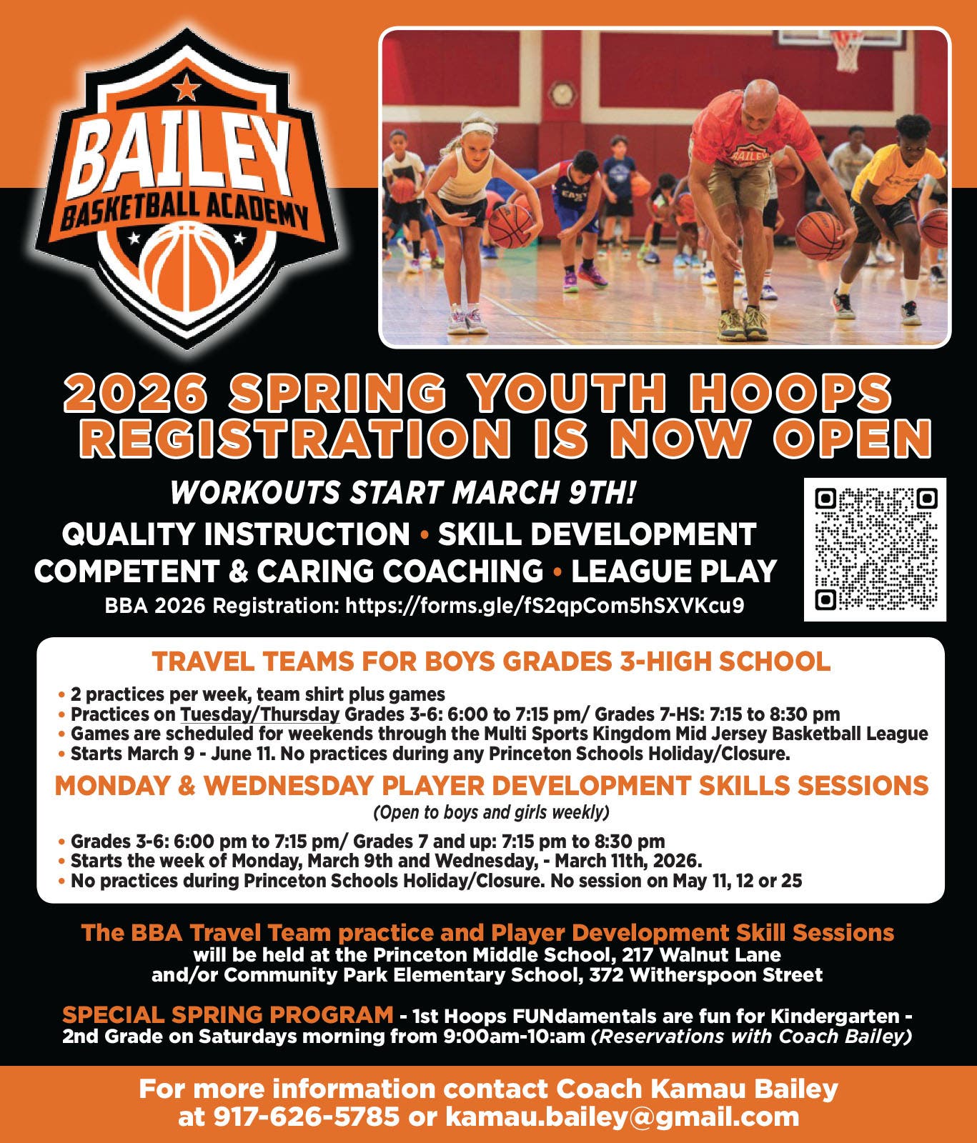 Registration Now Open For Bailey Basketball Academy Spring Hoops - Starts March 9th