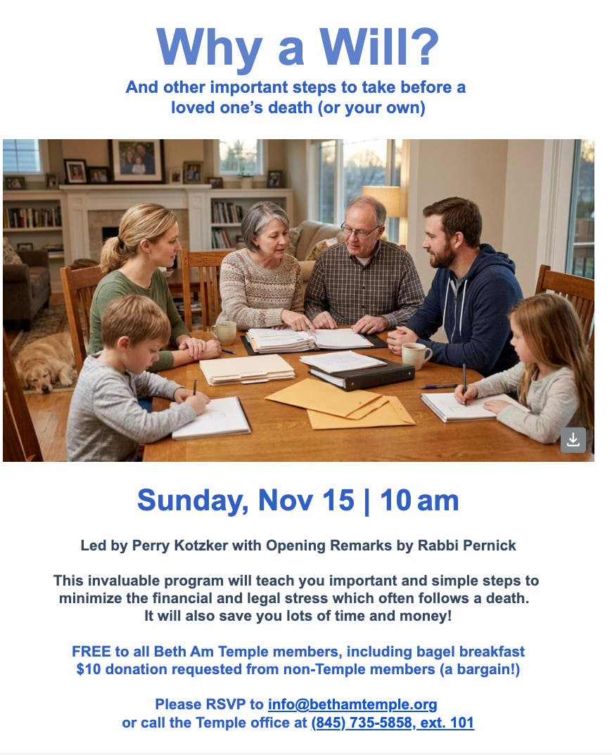 Beth Am Temple Hosts “Why A Will?” Presentation