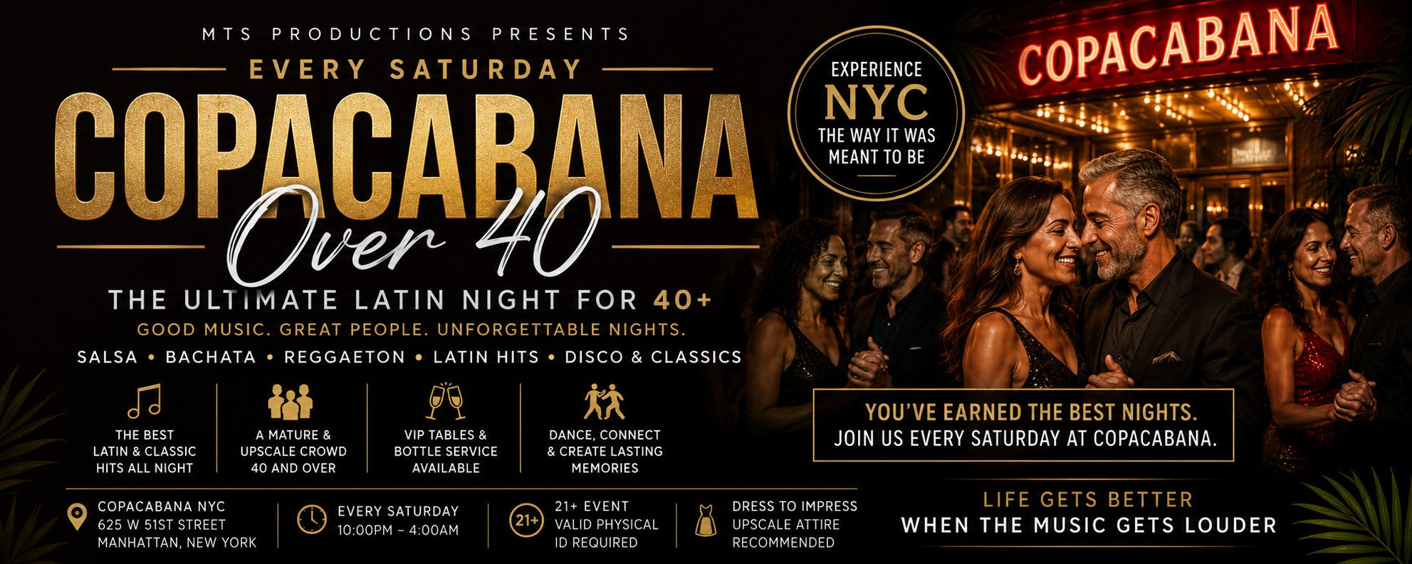 Copacabana Saturdays Over 40’s
