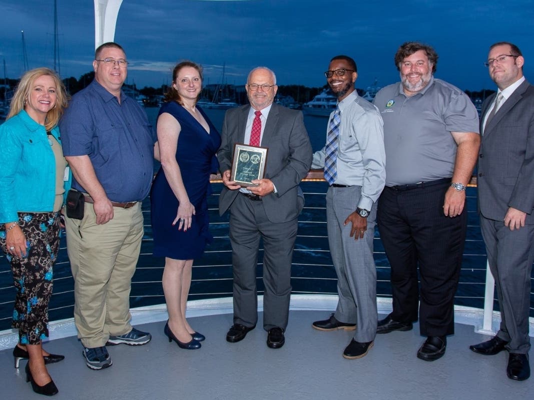 Harford Transit LINK earns 2021 Outstanding Transit System Award from the Transportation Association of Maryland. Harford Transit LINK officials pictured from left, Karen Holt, deputy director of community & economic development; Michael Sandmeier, lead t