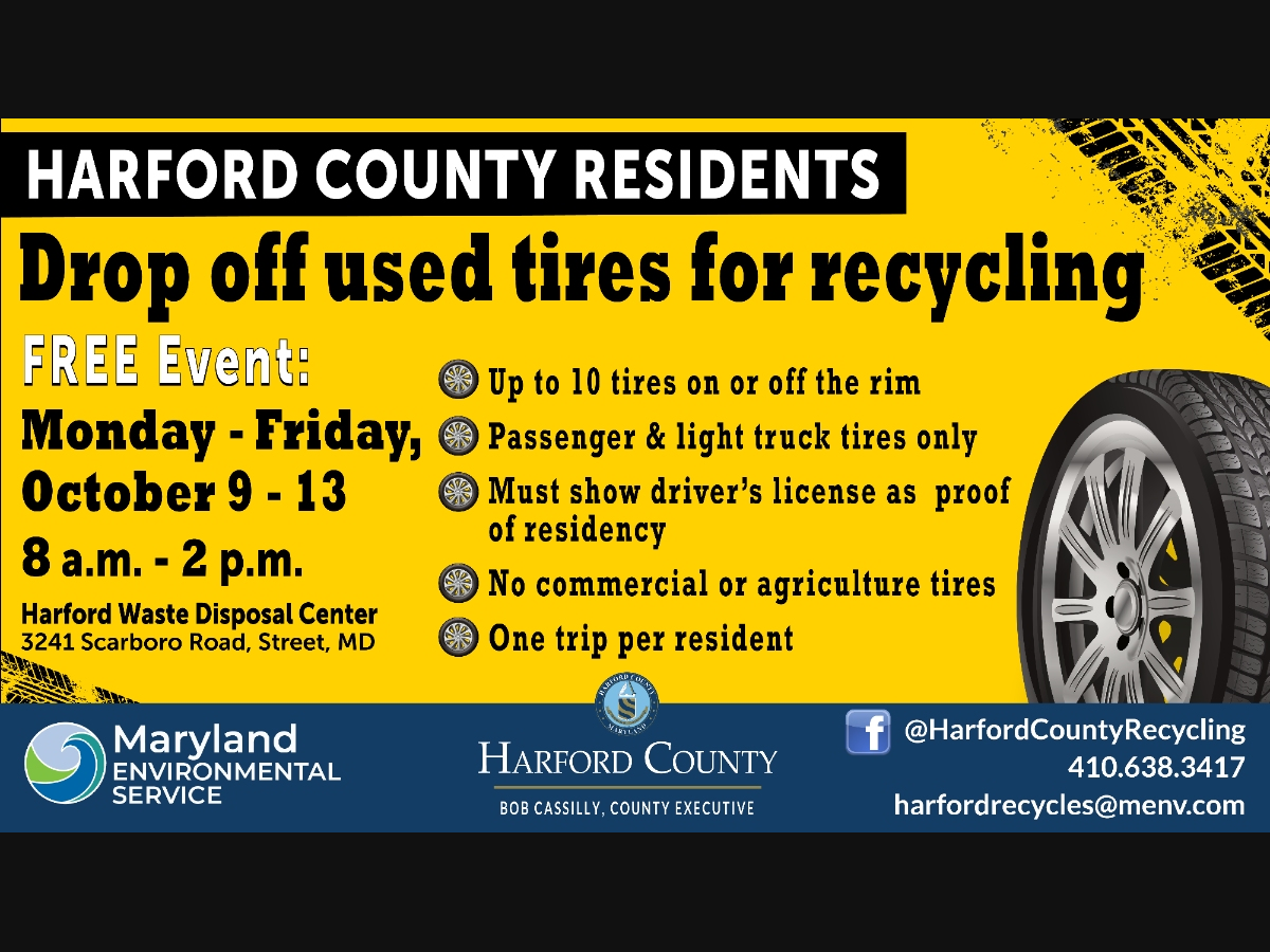 Harford County Residents Can Drop Off Used Tires for Recycling Oct. 9