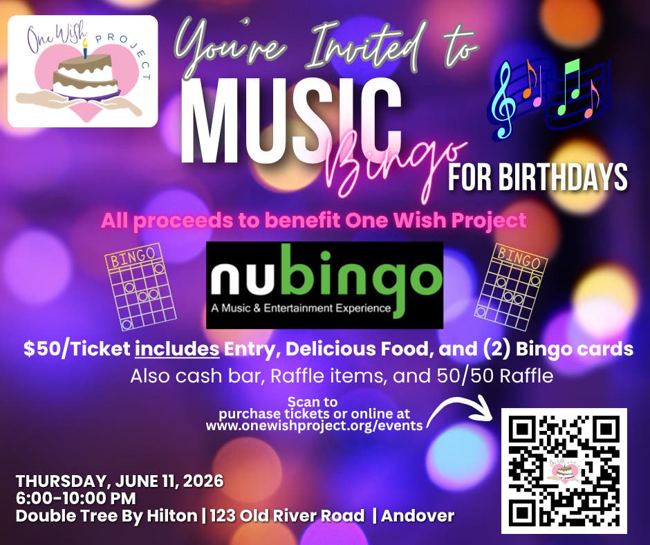 Music Bingo for Birthdays to benefit One Wish Project