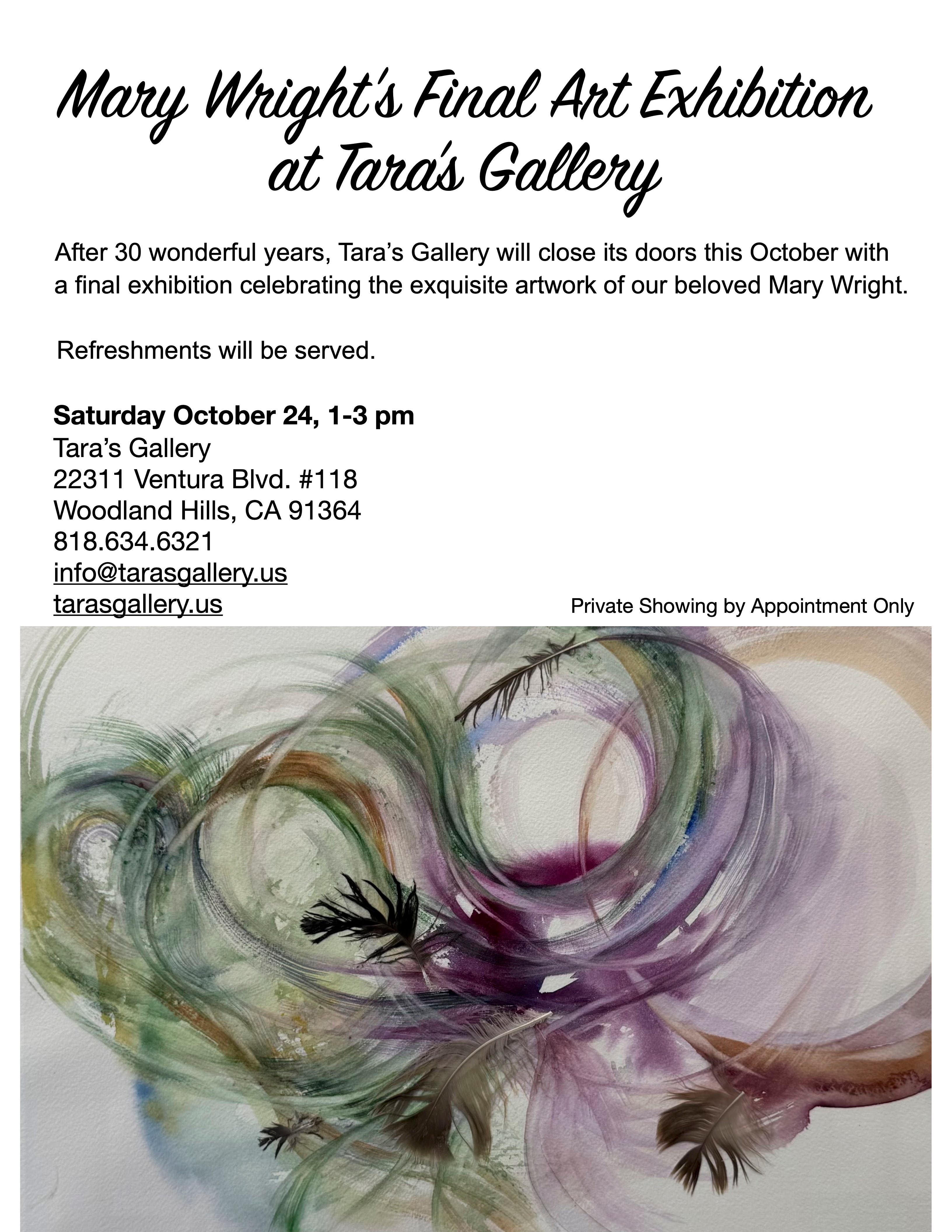 Mary Wright's Final Art Exhibition at Tara's Gallery