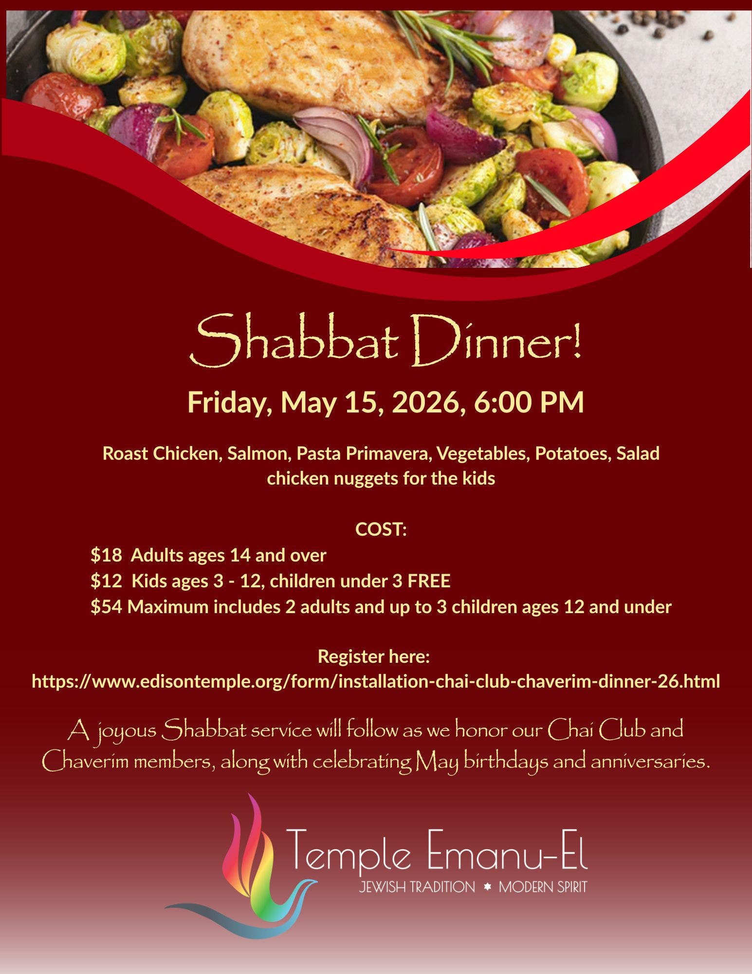 Festive Shabbat Dinner and Service